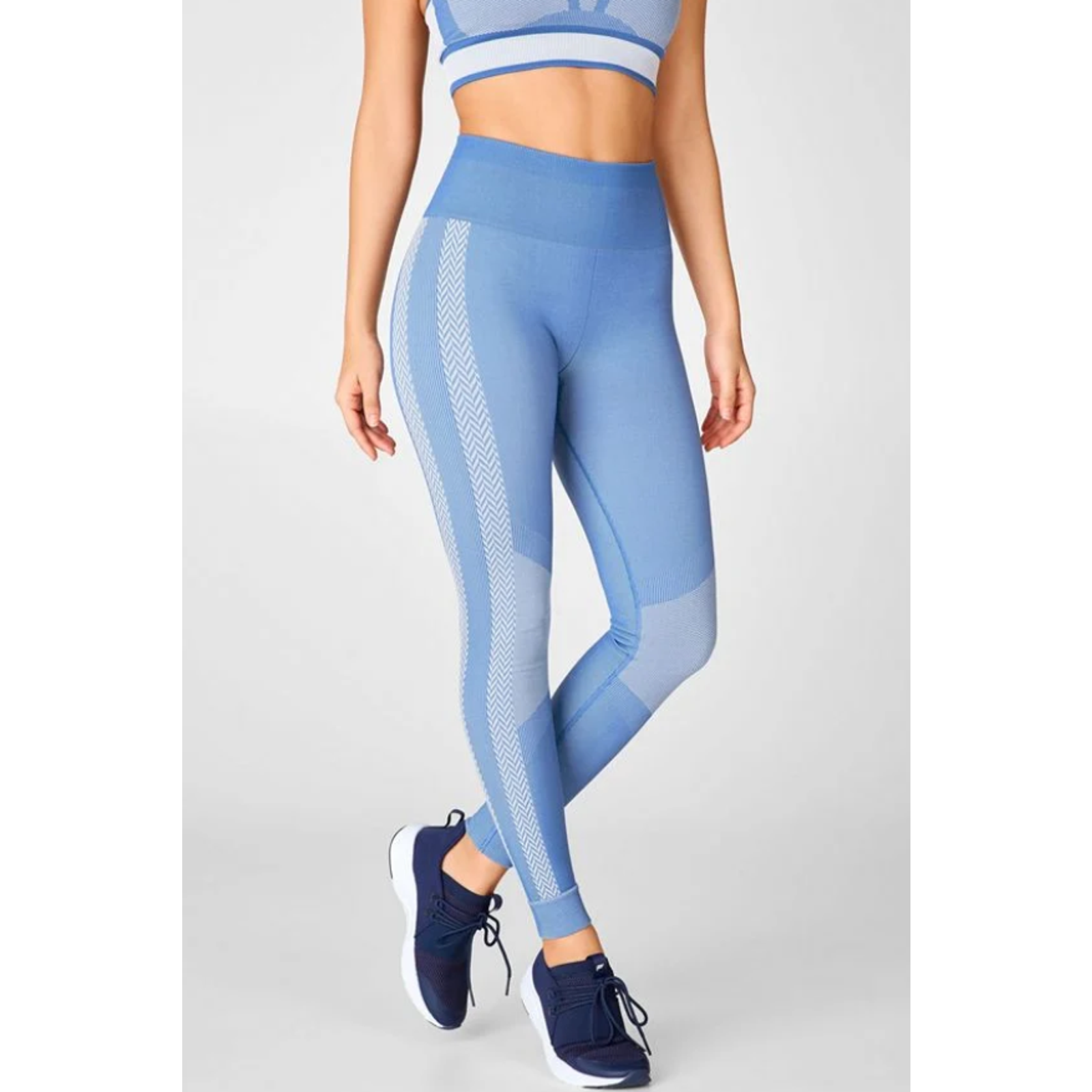 Fabletics Legging Womens S Small Blue Check High Waisted Seamless Compression